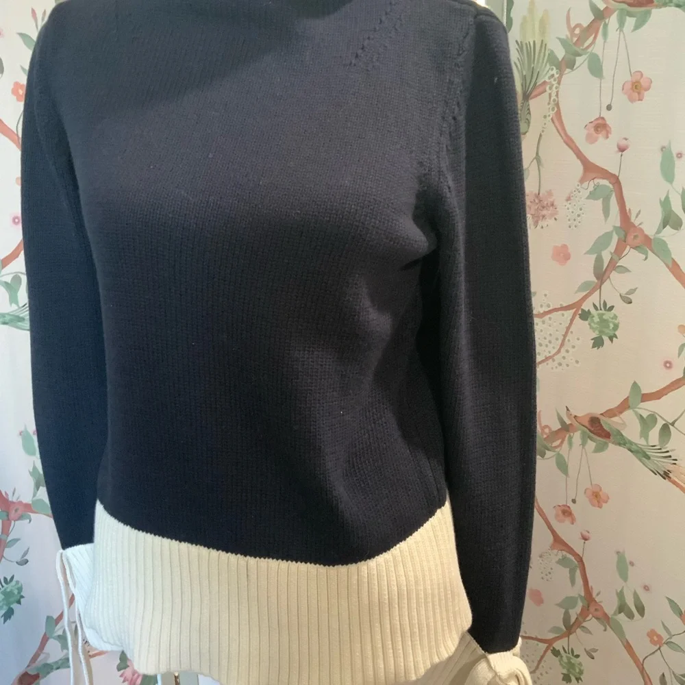 Ann Taylor Navy and Cream Cowl Neck Sweater - Picture 1 of 8